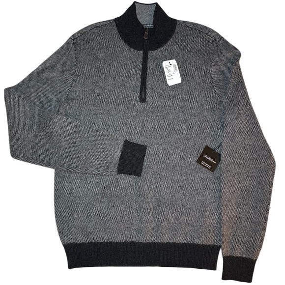 Saks Fifth Avenue Men’s Cashmere Quarter Zip Sweater Charcoal Size M - Picture 12 of 12